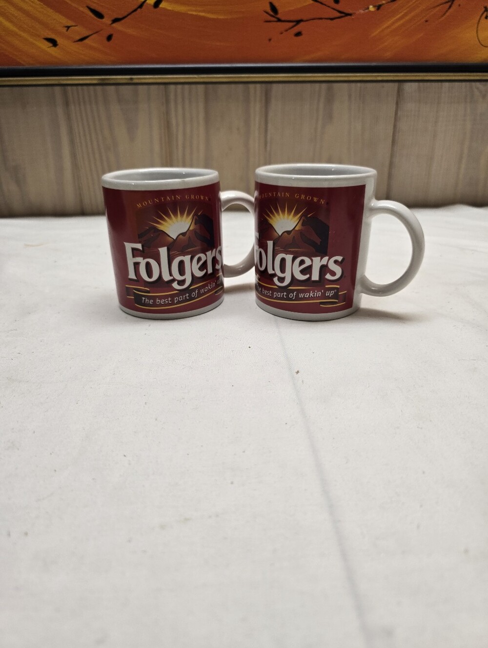 2 Vintage Folgers Coffee Mugs